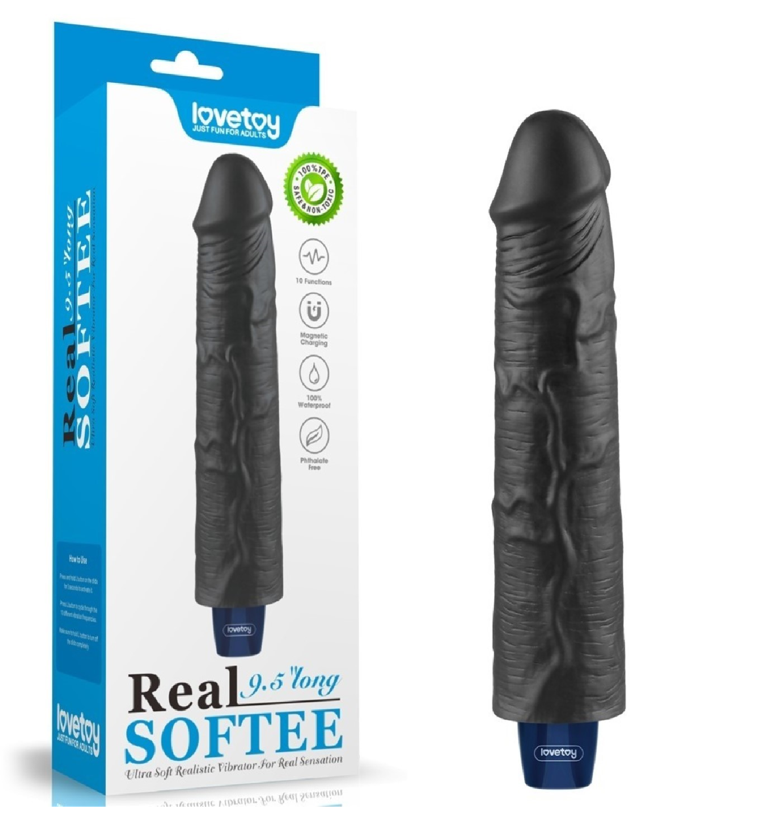 Lovetoy Real Softee crni – realistični vibrator 23,7cm LV330222